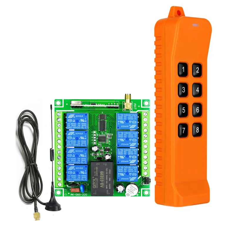 

Универсальный реле переменного тока 868 МГц 110 В 220 В 10 А 8CH RF пульты дистанционного управления приемник и передатчик переключатель включения/выключения освещения