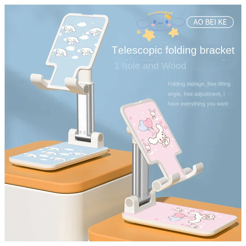 

Anime Sanrioed Cinnamoroll Cartoon Creative Desktop Retractable Mobile Phone Stand Kawaii Portable Bedside Lazy Phone Holder