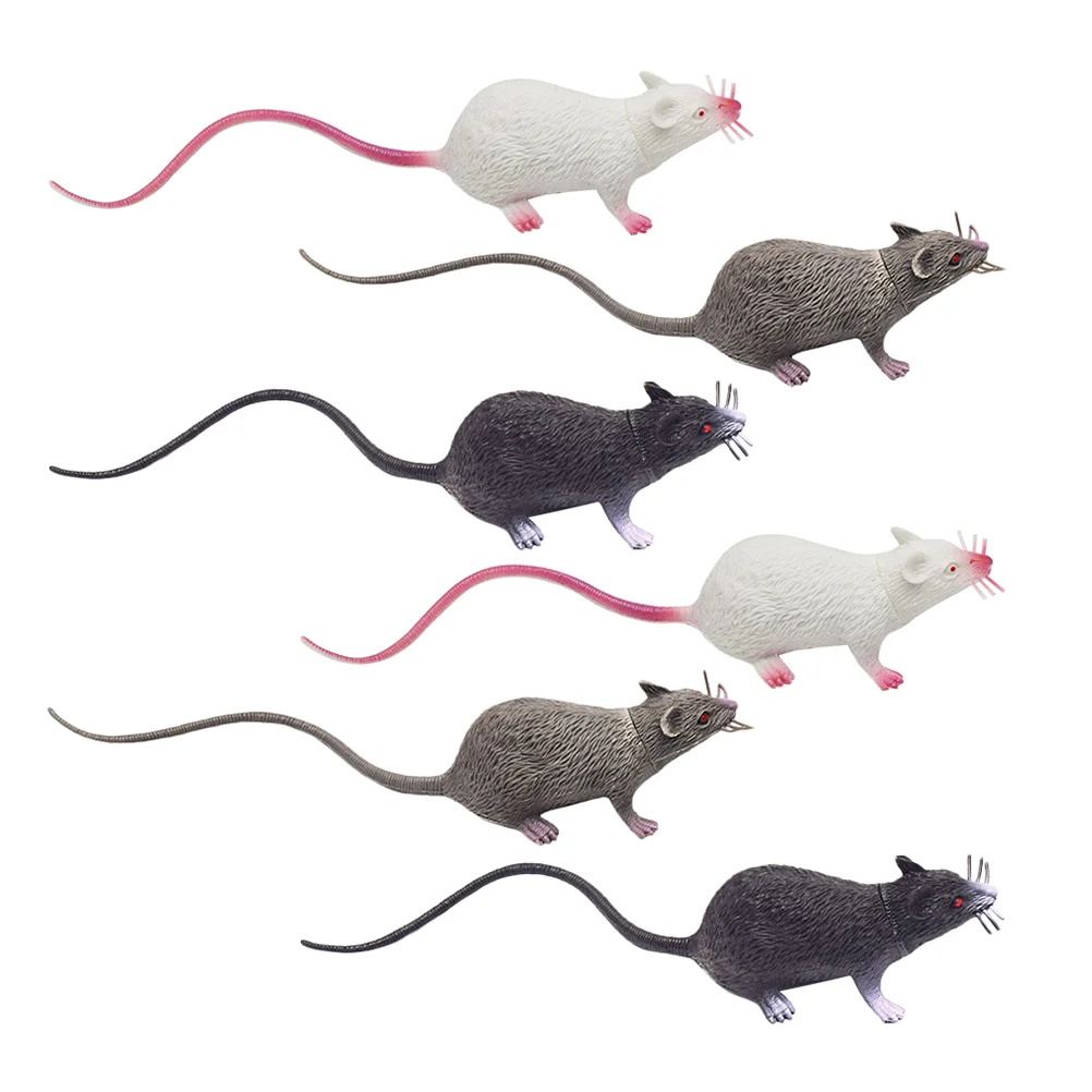 

6 Pcs Simulation Mouse Halloween Props Prank Party Plaything Toy Interesting Toys Shape Children Pvc Rats Fake