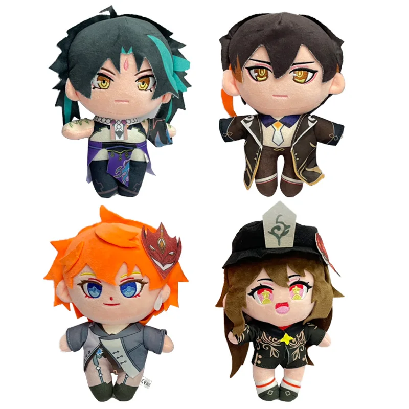 

4 шт./лот 20 см аниме Genshin ударная плюшевая игрушка Чжун ли тартаглия Ху Тао плюшевая кукла мягкие куклы игрушка кукла подушки детские подарки