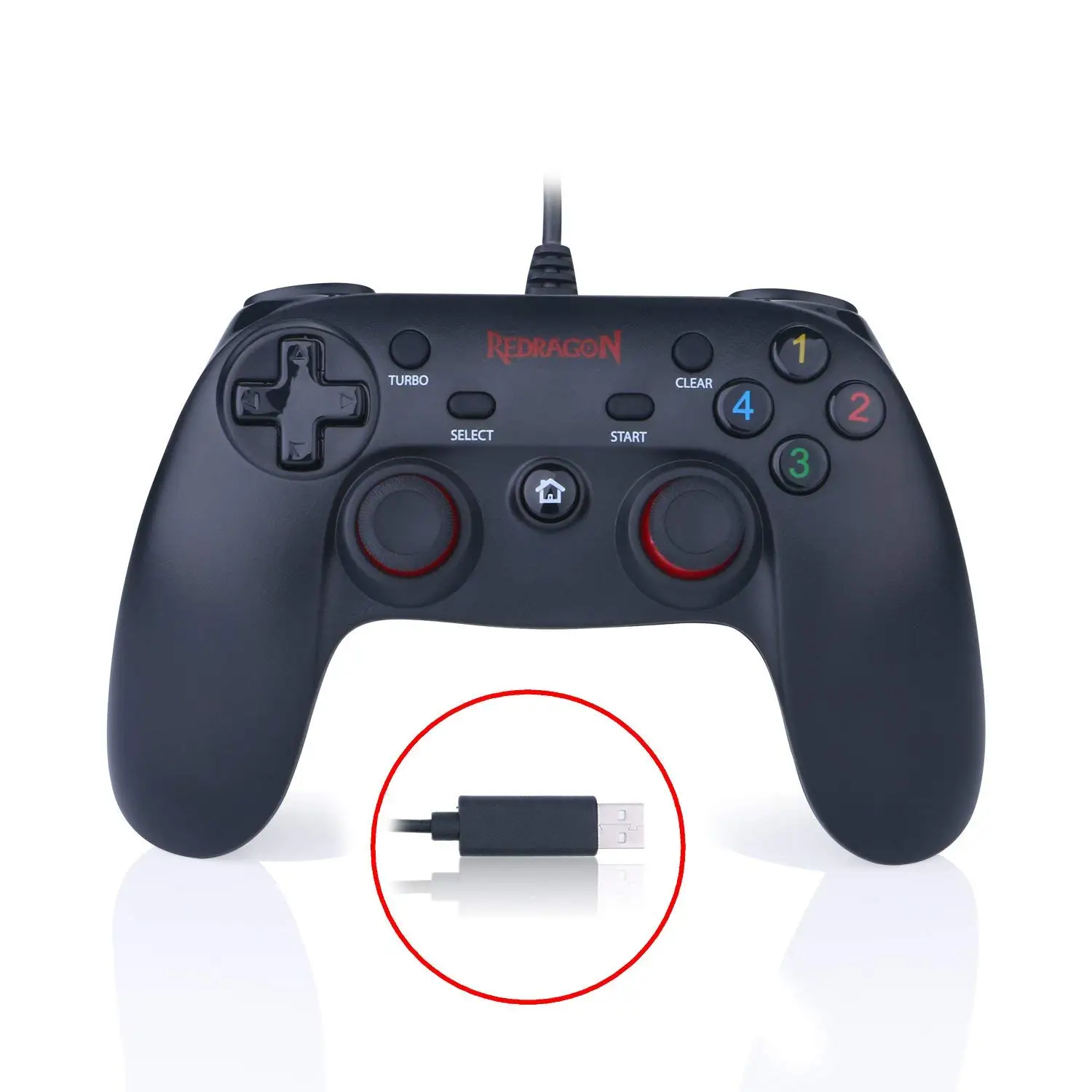 

Redragon G807 Wired USB Controller Gamepad For PC Computer Black Game Joystick