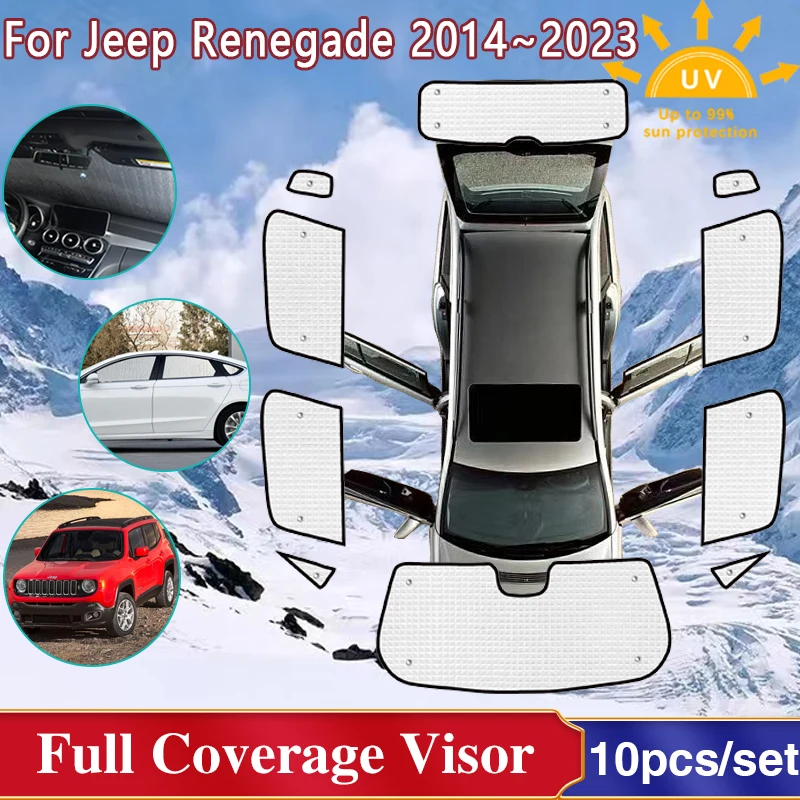 

For Jeep Renegade Accessories 2023 2014~2022 Full Windshield Sunshades Side Window Sun Protection Visor 2015 2016 2017 2018 2019