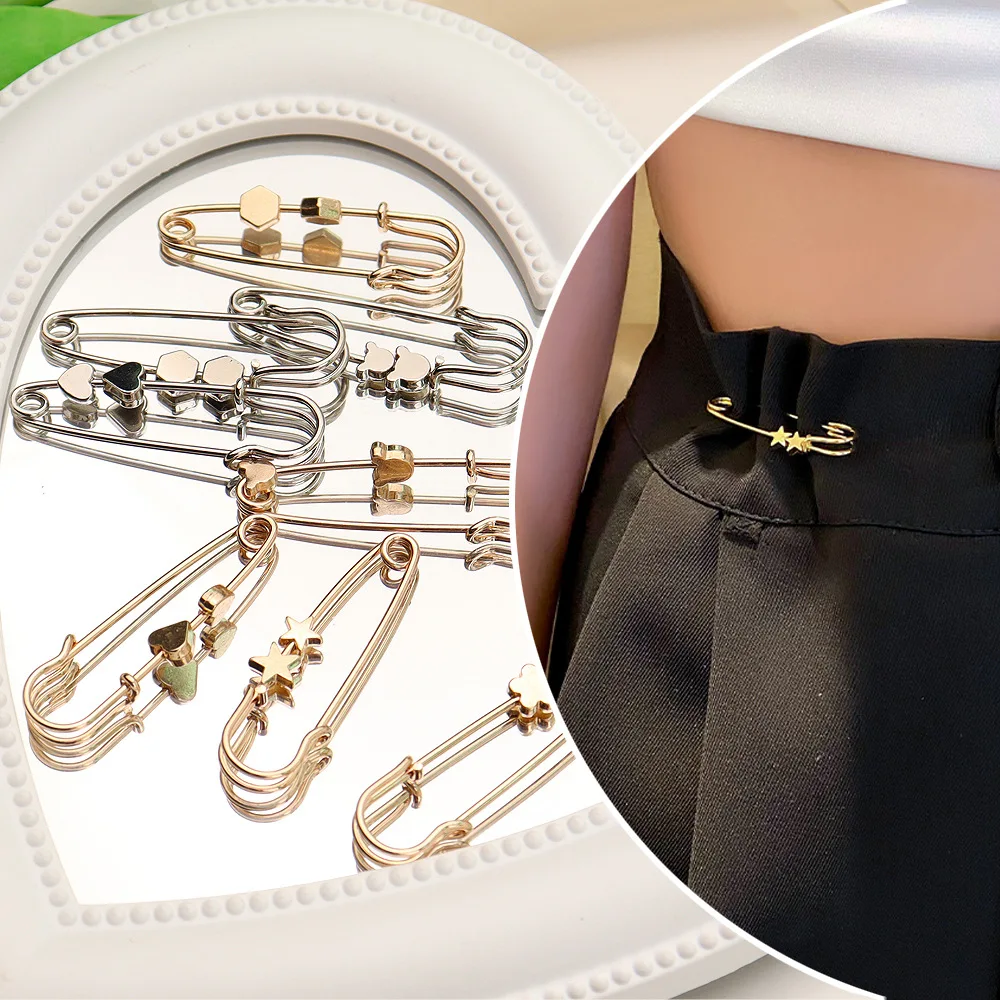 

Simple Skirt Waist Pin Buttoned Trouser Waistband Clothes Brooches for Women