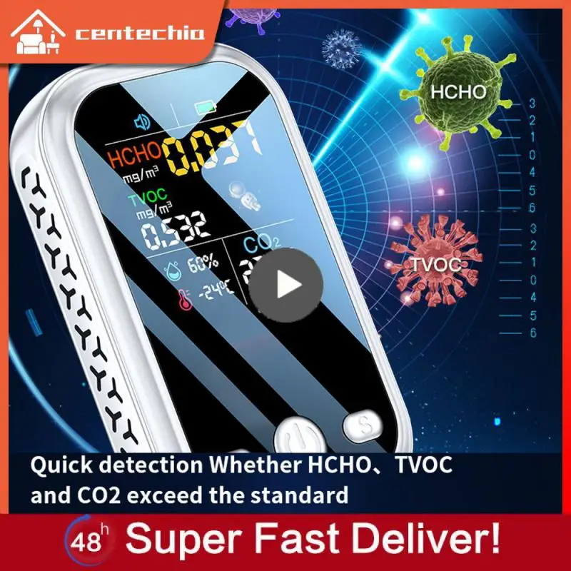 

Low Power Consumption Infrared Co2 Air Quality Sensor 700mah Indoor Temperature And Humidity Portable Air Quality Detector White