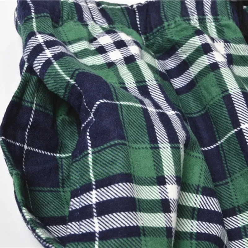 Spring Autumn  Men's 100% Cotton Flannelette Plaid  Printed Household Trousers  Casual And Loose Pants