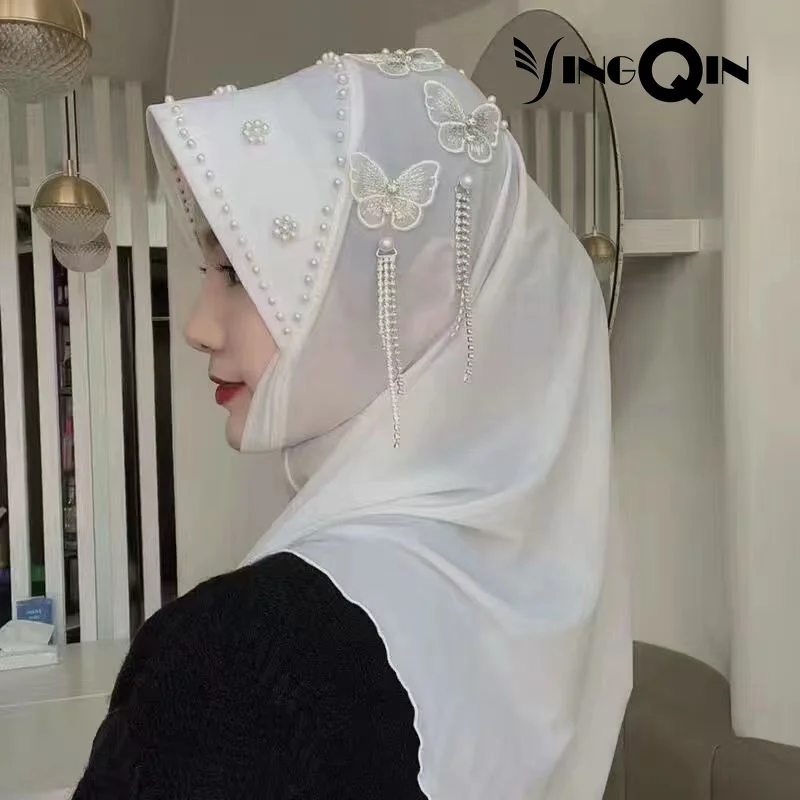 Muslim Women Female Headscarf Chiffon Summer Malaysia Silk Scarf Hijab Hat Cap Prayer Kufi Islam Bonnet Saudi Arabia Headwraps