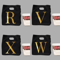 lunch bag for women men kids insulated cooler bags letter pattern thermal bag portable lunch box ice pack tote food picnic bags