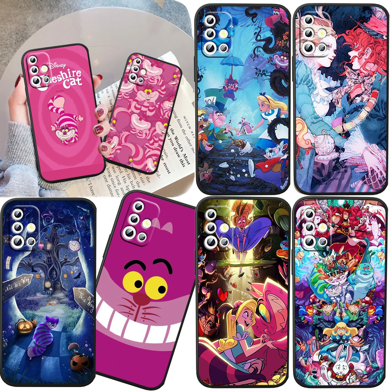 

Disney Alice Wonderland For Samsung A04S A81 A91 A71 A51 A41 A31 A12 A21S A01 4G 5G Silicone Soft Black Phone Case