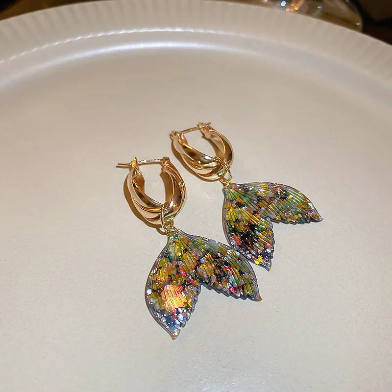 

New Arrival Colorful Sequines Fish Tail Drop Earrings For Women Fashion Jewelry Trendy Brincos
