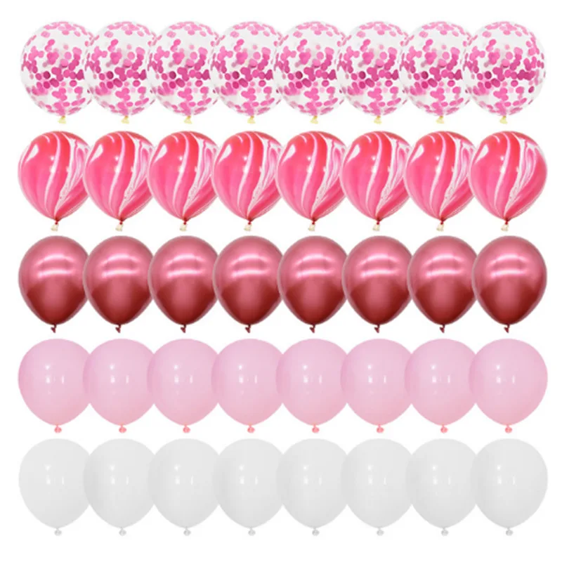 

40pcs Rose Gold Confetti Latex Balloons Set Birthday Party Decoration Confetti Metallic Balloons Adult Shower Wedding Supplies