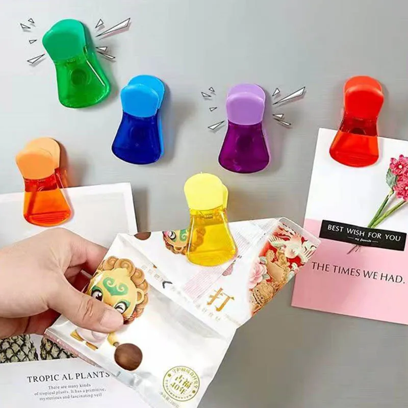 

Refrigerator Decor Magnetic Message Board Reminder Kitchen Plastic Notepad Sticker Chip Bag Clip Food Sealing Clips