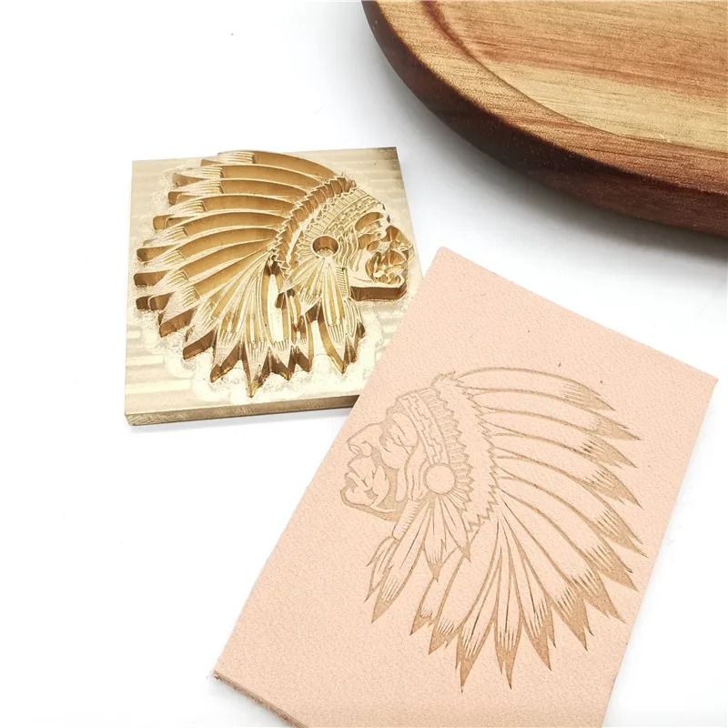 Indian Pattern Leather Stamp Brass Mold Hot Stamping Emboss Craft Tool Wood Branding Stamps 4.5x5cm Custom Logo Name