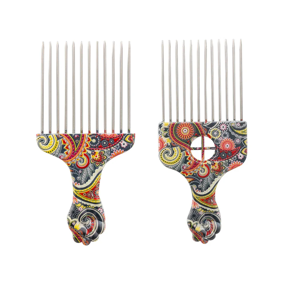 

Hair Combpick Afro Picks Metal Curly Women Barber Hairdressing Natural Tools Wide Combs Pieces Smooth Tool Lift Beard Fork Steel