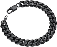 chainspro durable cuban link bracelet for mens mens 61014 mm 19 21cm length 18k gold plated316l stainless steelblack