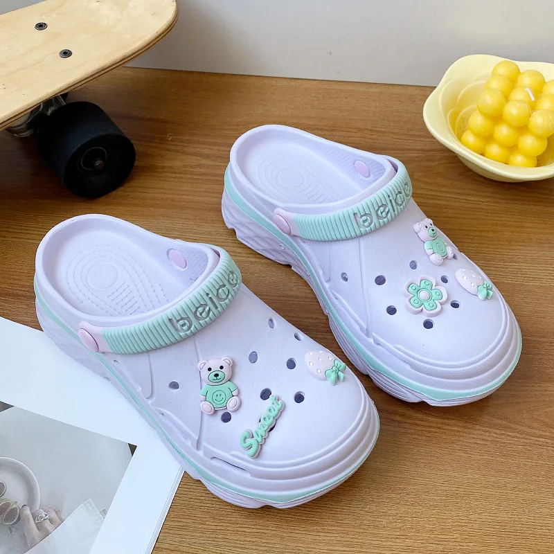 2023 New Fashion Charms Clogs, Women Shoes Outdoor Slippers Thick Sole High Quality Summer Sandals For Girls