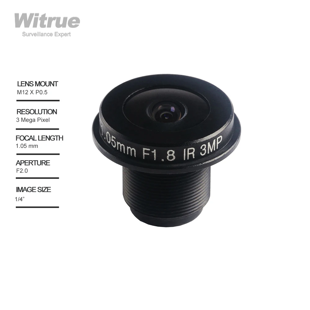

Witrue камера видеонаблюдения «рыбий глаз» объектив HD 3MP 1,05 мм 1/4 "F2.0 M12 крепление для панорамная камера наблюдения камеры безопасности 185 граду...