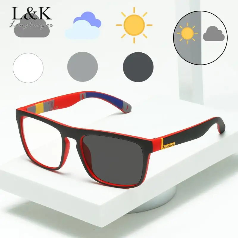 

Long Keeper Fashion Photochromic Blue Light Blocking Glasses for Men Color Changing Transparent Sqaure Goggles Eyewear Unisex