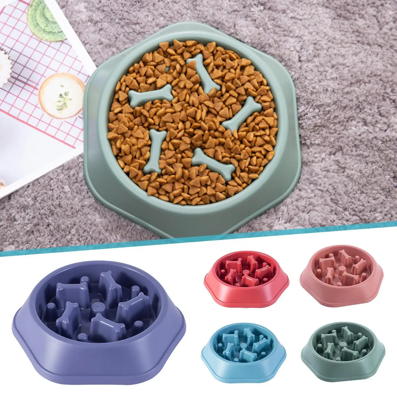 

Slow Feeder Dog Bowl Anti Bloat No Gulp Puppy Pet Overeating From Interactive Dogs Feeding Reduce Pet Supplies Bowl P5x0