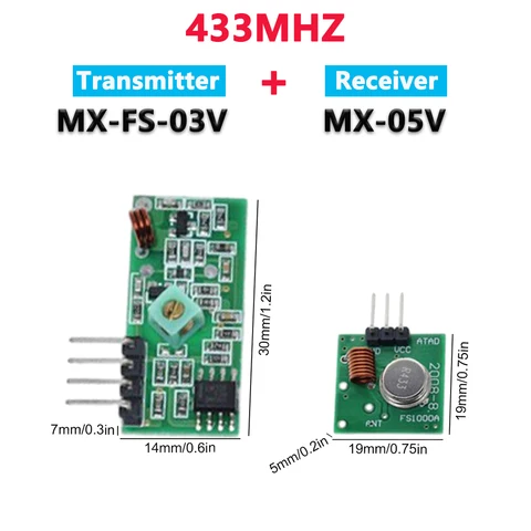 Модуль приемника радиочастотного передатчика 315 МГц для Arduino 10 мВт 433-12 В/5 В постоянного тока, беспроводной дистанционный модуль для систем безопасности/умного дома