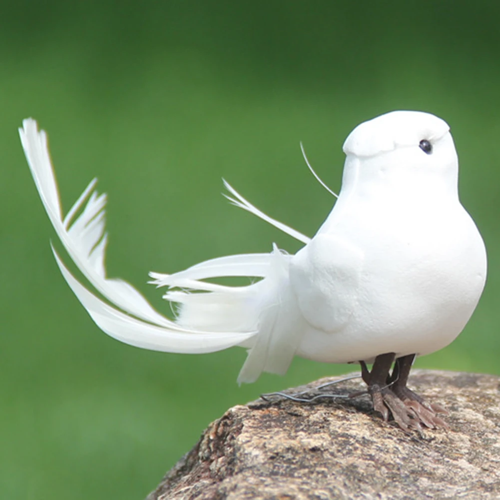 2 шт. белых голубей перо Искусственный пены Lover мира птичка для домашнего декора