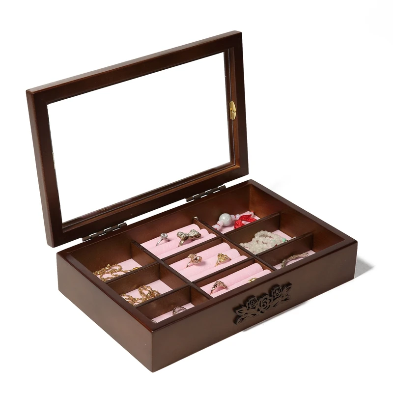

Wooden Cufflink Case & Ring Storage Organizer, Luxury Men's Jewelry Box For Cufflinks 9 Grids Organizer Box