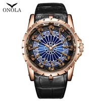 men watch top brand luxury onola fashion business luxury sports casual leather waterproof quartz with large dia wrist watches