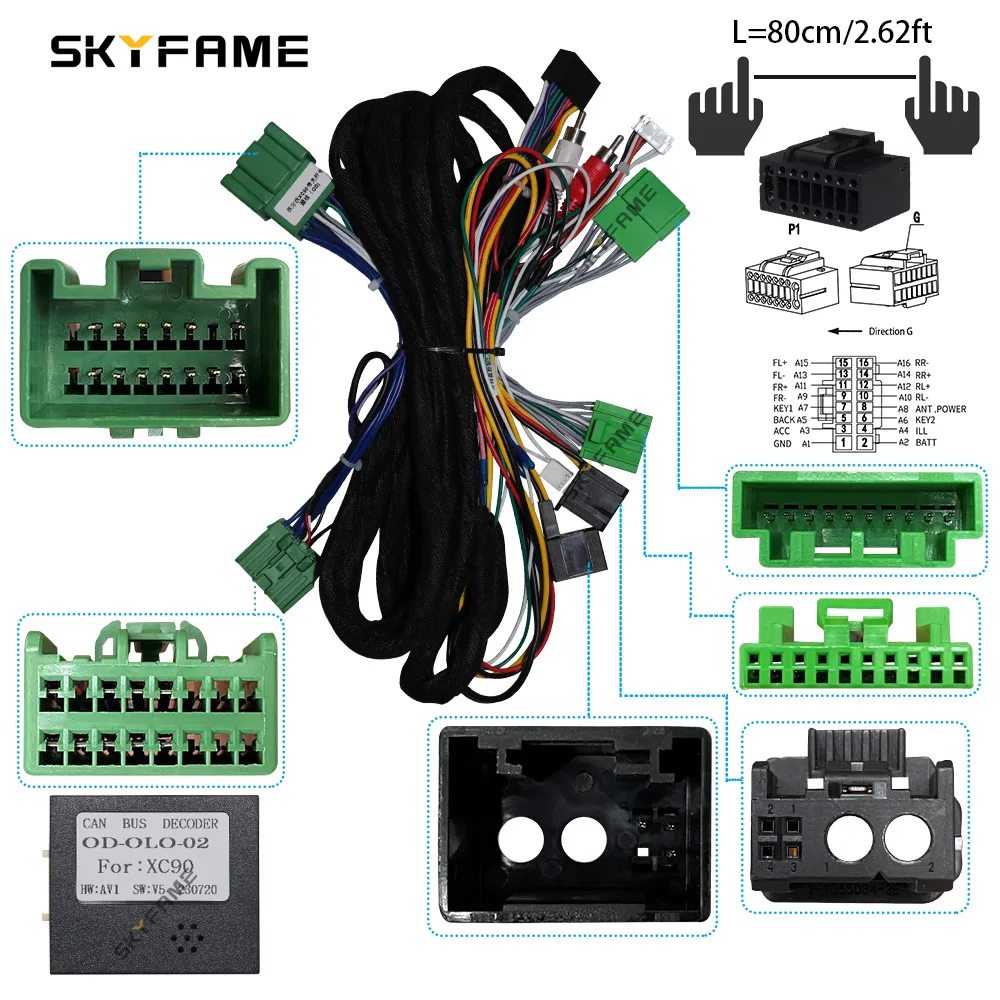 

SKYFAME автомобильный 16-контактный жгут проводов адаптер Canbus Box декодер Android радио кабель питания для Volvo XC90 S90 V90 OD-OLO-02