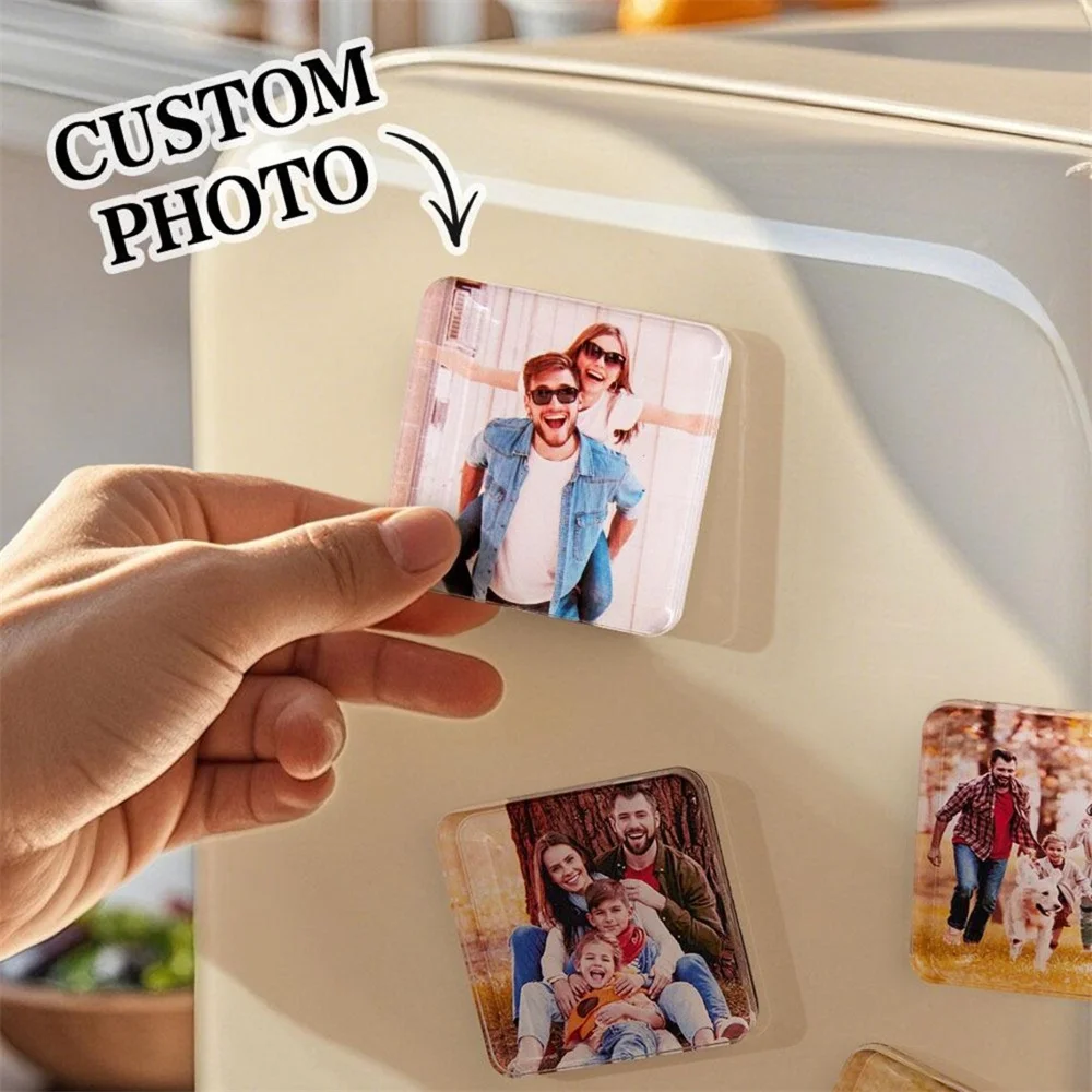 Фото Пользовательские креативные простые наклейки на холодильник серии Love DIY фотографии кристально чистый декор индивидуальный стеклянный магнит на холодильник №1