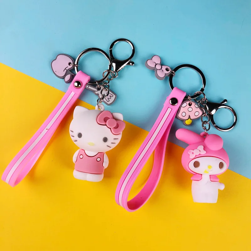 

Sanrio Cartoon Image Kuromi My Melody Hello Kitty Cute Key Chain Pvc Bag Ornaments Car Accessories Pendant Doll Kids Gift Toys