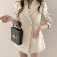free shipping new fashion suit jacket female spring summer solid color version design british style lady women crop blazer