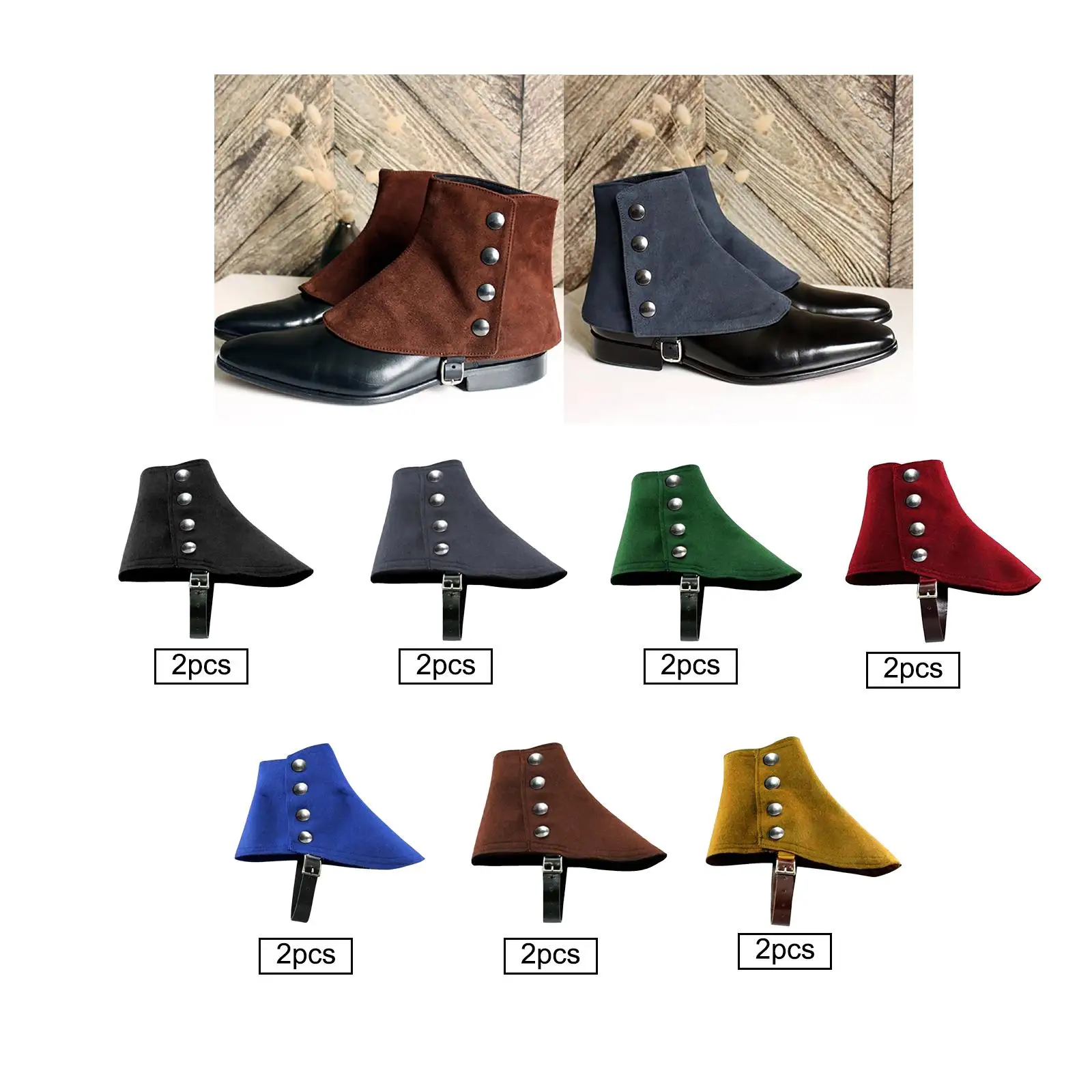 Medieval Pirate Boot Covers 1920S Men's Gangster Spats for Fancy Dress Party