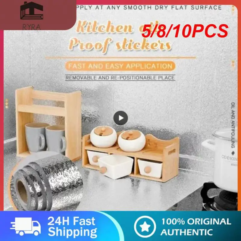 

5/8/10PCS Anti-fouling Kitchen Oil Proof Sticker Multipurpose Kitchen Furniture Wall Stickers Fireproof Mildew Proof Diy