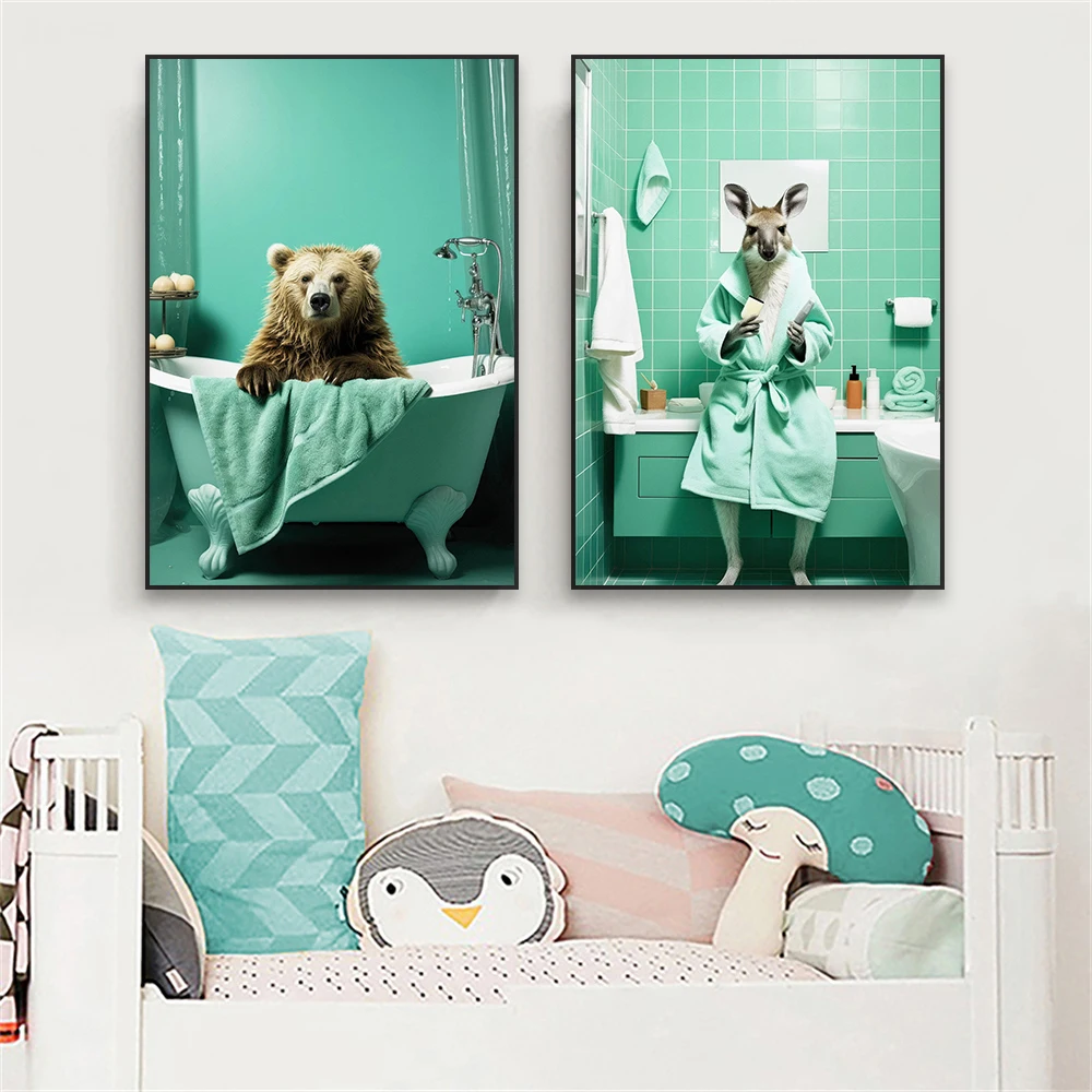 Милый плакат с рисунком енота забавные животные медведь настенное искусство