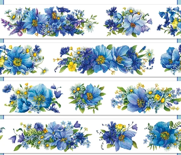 

10m Sapphire on The Plateau Blue Floral Basic Style PET Tape