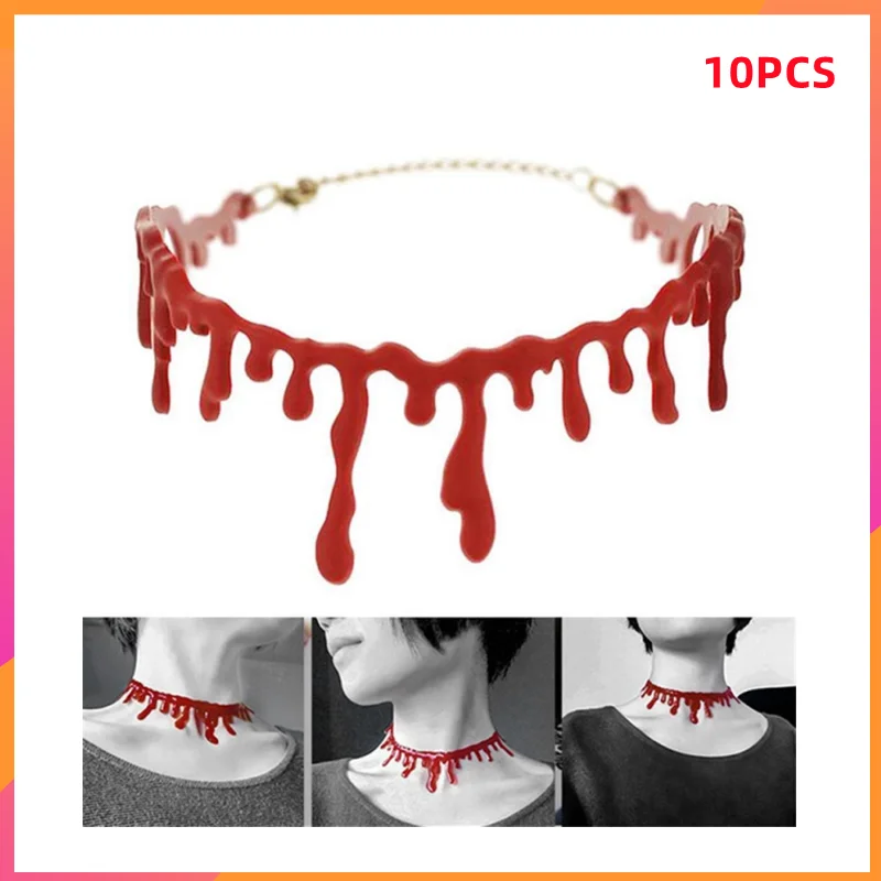 

Halloween Decoration Horror Blood Drip Necklace Fake Blood Vampire Fancy Joker Choker Costume Necklaces Party Accessories