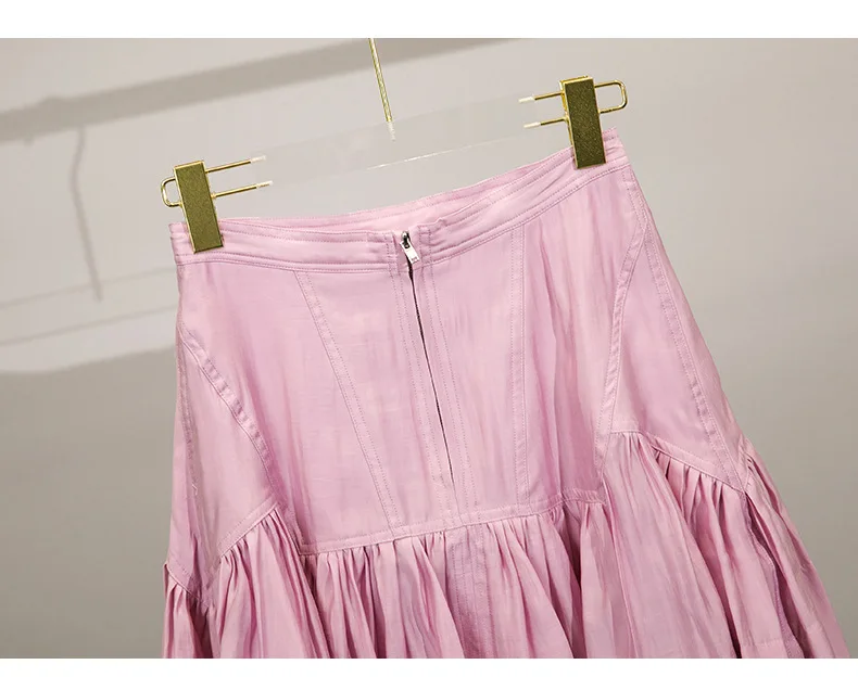 Женская плиссированная юбка средней длины однотонная короткая на весну и лето |