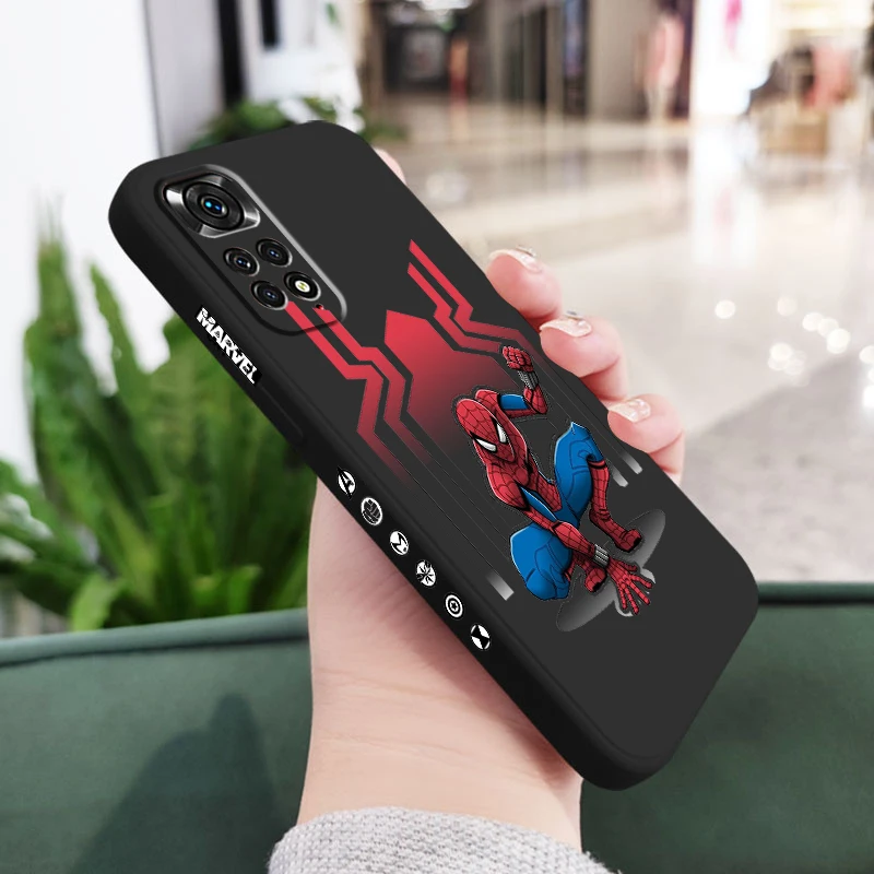 

Spiderman Marvel Hero Phone Case For Redmi Note 12 11T 11S 11E 10S 10T 10 9T Pro Plus Liquid Left Rope