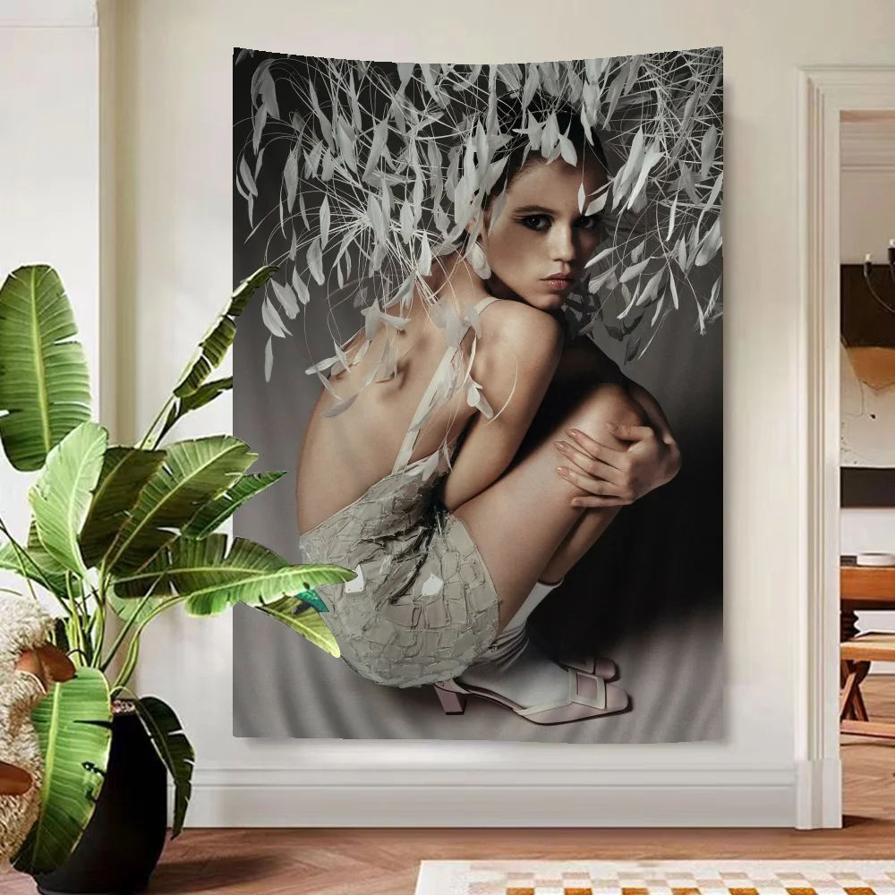 Jenna Ortega Printed Large Wall Tapestry Indian Buddha Decoration Witchcraft Bohemian Hippie Decor Blanket
