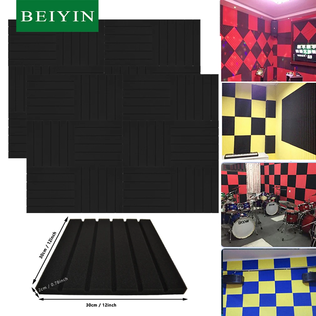 

BEIYIN 24 шт. канавка акустический диффузор Звуконепроницаемая панель потолочная Звукопоглощающая плитка звукоизоляция студийная амортизирующая пена