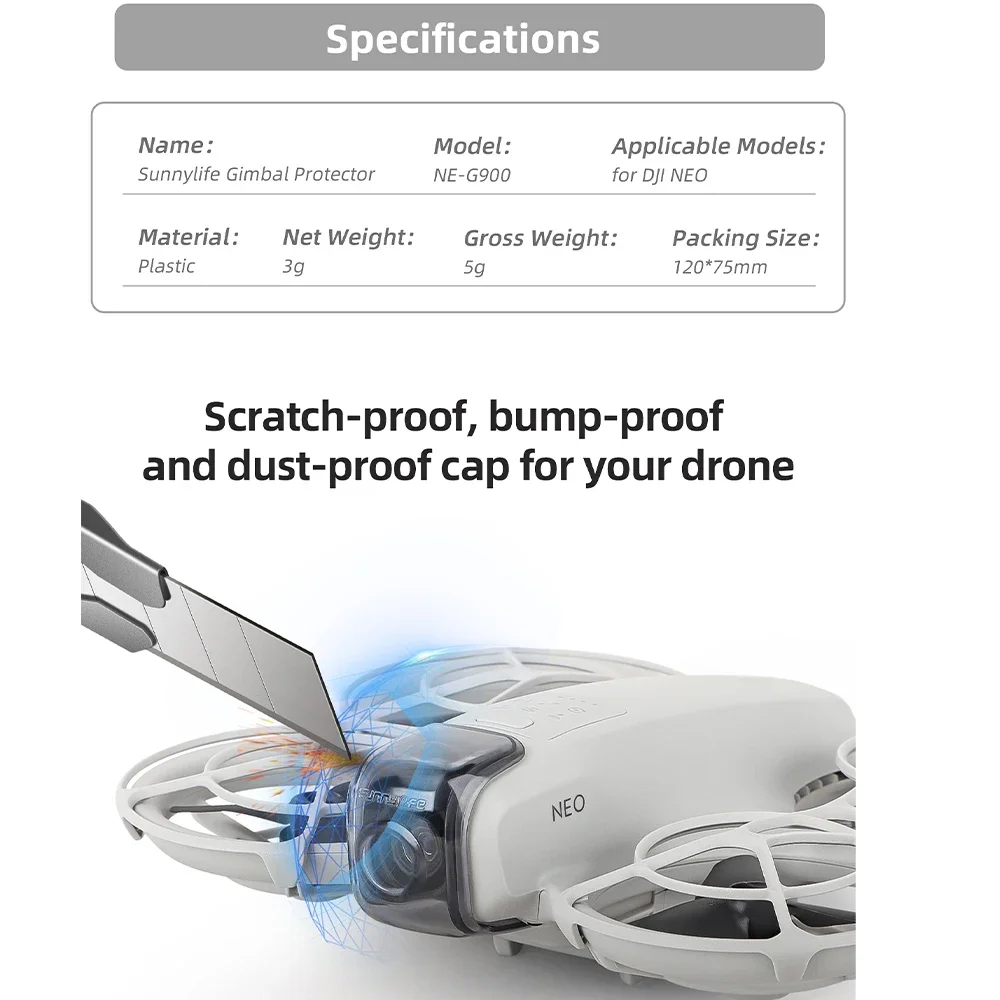 Крышка объектива Sunnylife для DJI Neo Drone Gimbal Camera