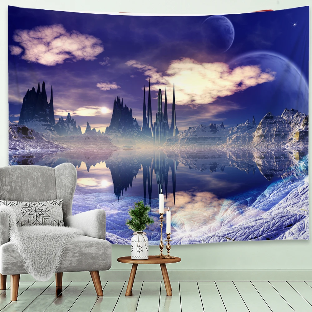 

Custom Waterfall Mountain Park Landscape Tapestry Wall Hanging Bohemian Psychedelic Nature Art Home Room Decor Scenery Tapestrie