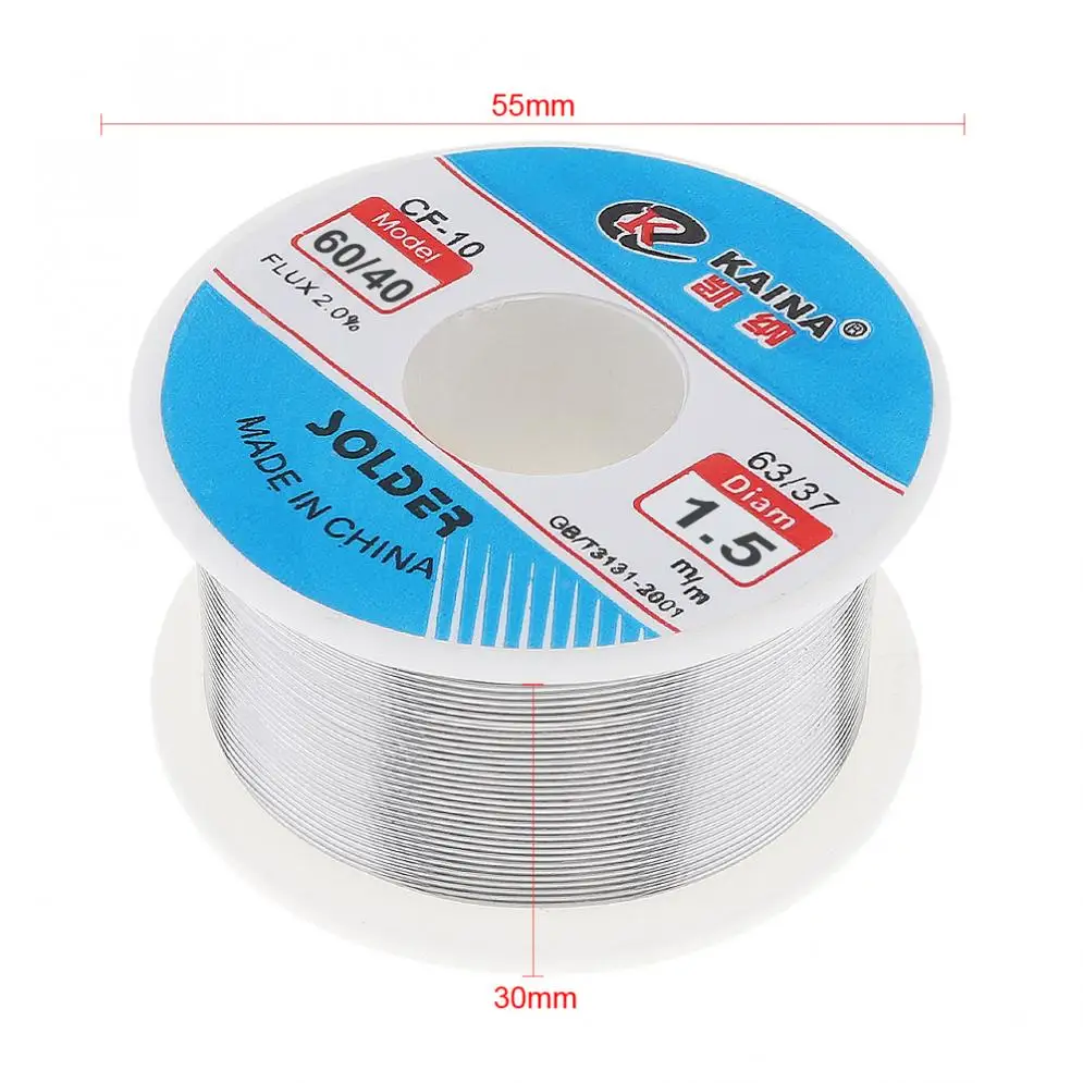 0/40 100g 1.5mm Tin Fine Wire Core 2% Flux Welding Solder Wire with Rosin and Low Melting Point for Electric Soldering Iron