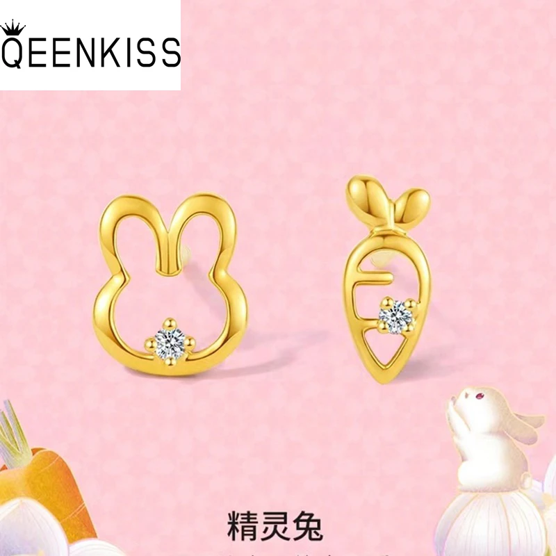 

QEENKISS EG5436 Jewelry Wholesale Woman Girlfriend Party Birthday Wedding Christmas Gift Rabbit Carrot 24KT Gold Stud Earrings