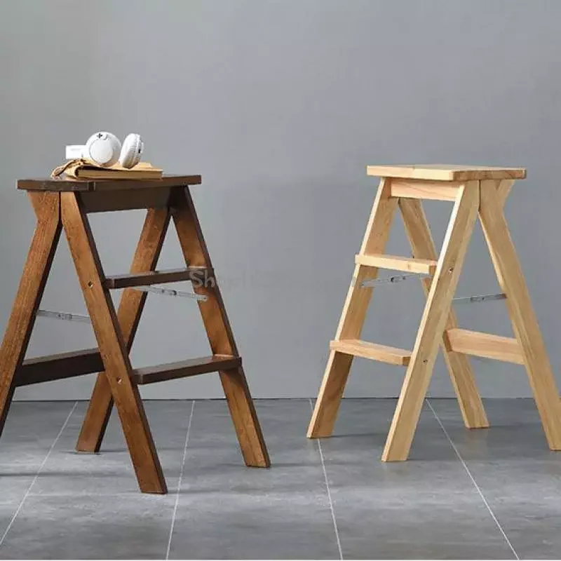 

Складной стул из массива дерева, домашний Многофункциональный ступенчатый стул, кухонный высокий стул для экономии места, складной стул ле...