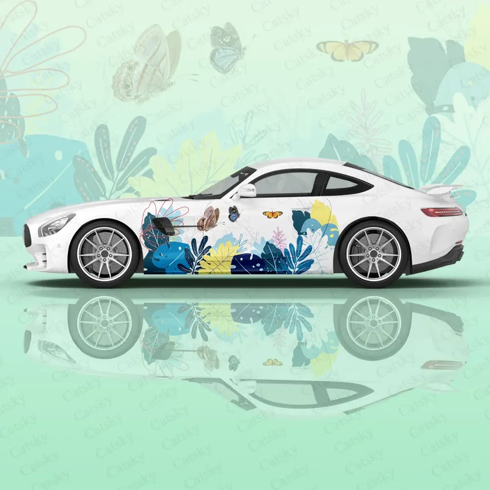 Зеленые тропические растения капот автомобиля виниловые наклейки защита