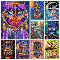 5d diamond painting owl full square diy diamond embroidery colorful animal owl mosaic rhinestones art decor home wall sticker