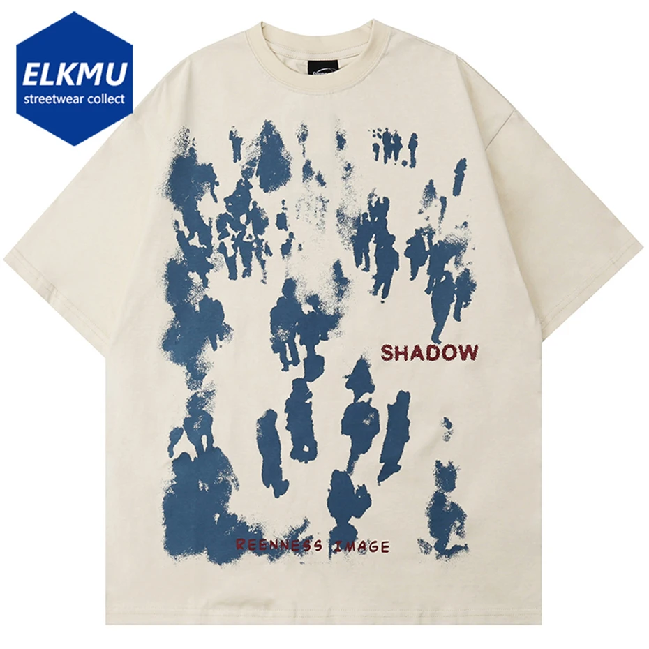 

Men Hip Hop Streetwear T Shirt Shadow Graphic Harajuku Oversized Y2K Tee Tops 2023 Summer Fashion Punk Gphic T-shirts