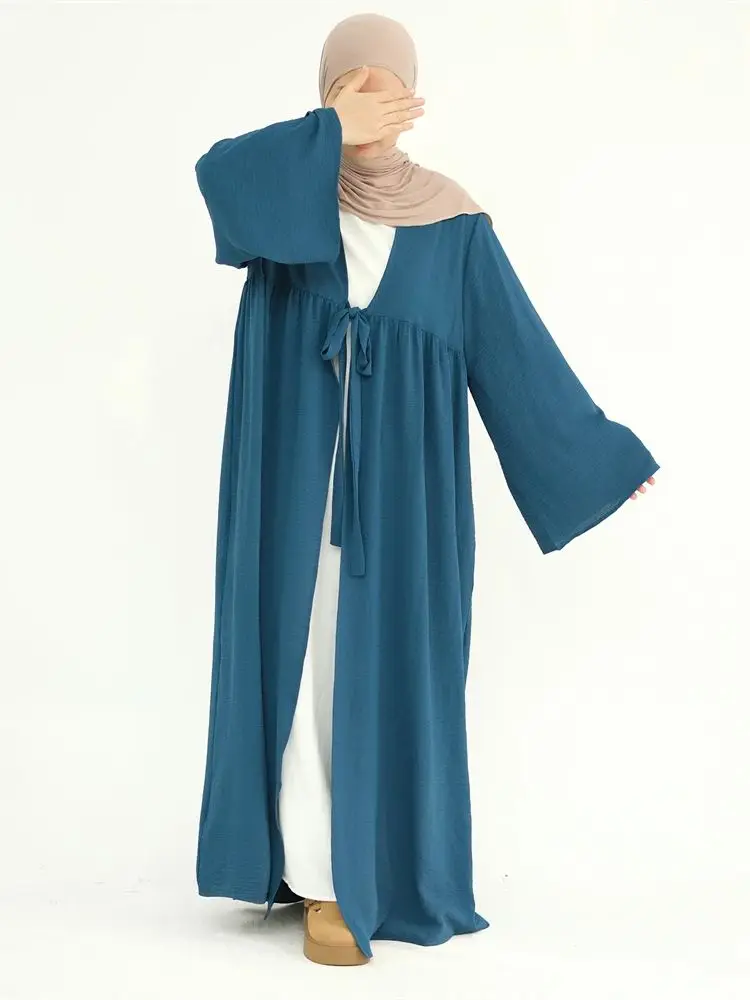 Рамадан Ид Скромное открытое кимоно Абая Дубай Мусульманская молитвенная одежда