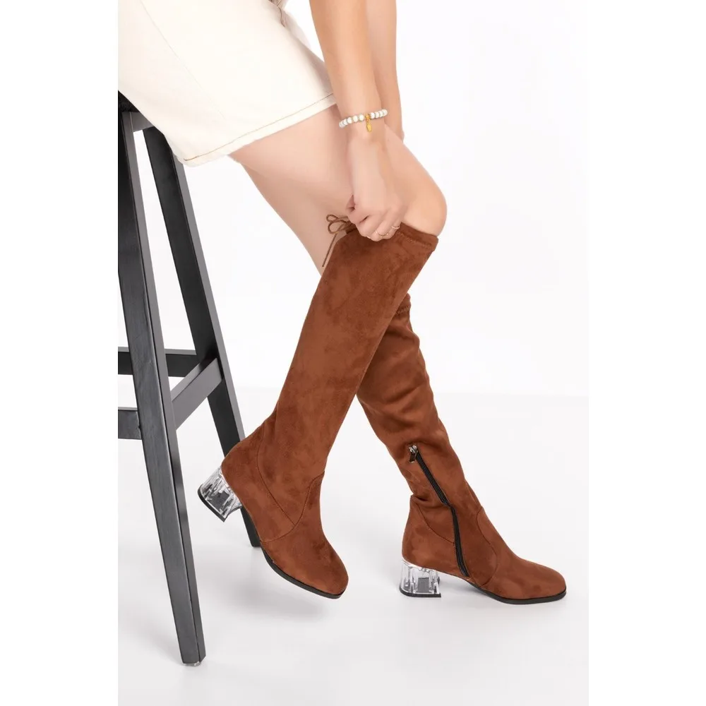 

Женские сапоги из норки и замши Dorlie, Стрейчевые сапоги 18004