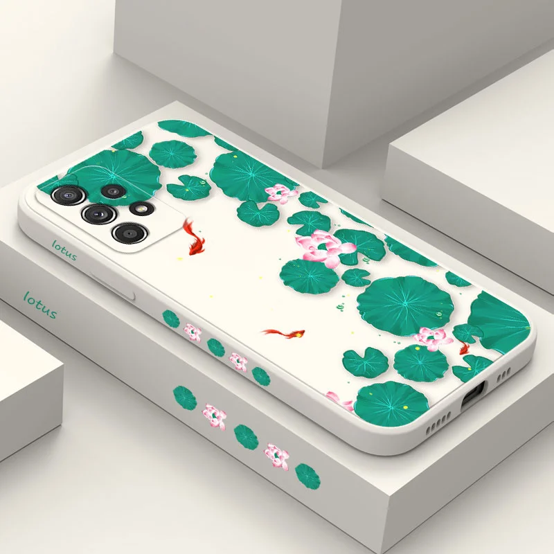 

Lotus Leaf Carp Case For Samsung A73 A53 A33 A24 A23 A14 A13 A03 A03S A72 A52 A52S A32 A02 A12 A71 A51 A31 A22 A21S 4G 5G Cover